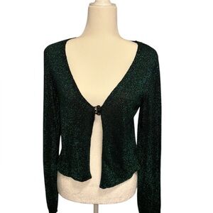 Free People Emmaline Green Metallic Cardigan NWT
